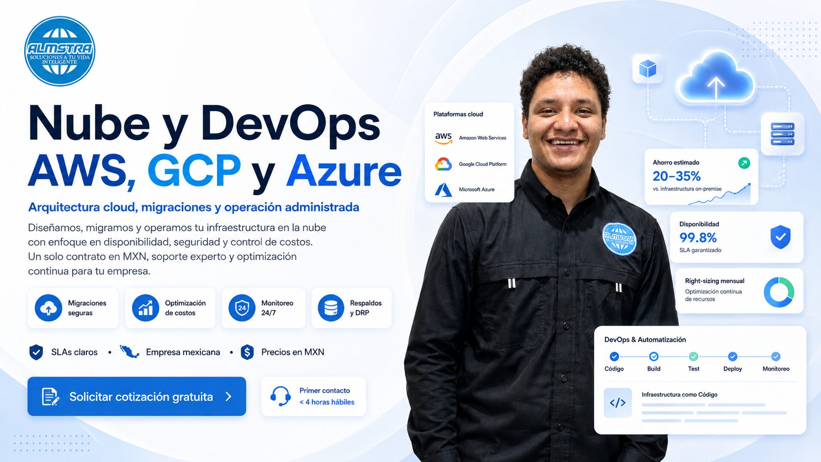 Nube y DevOps (AWS / GCP / Azure) de ALMSTRA — Arquitectura cloud, migraciones y operación administrada